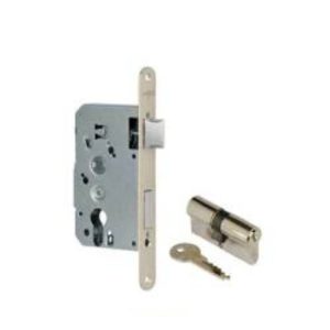 Cerradura Carpinteria Entrada 40mm Inox. Canto Redondo