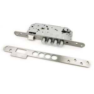 Cerradura Carpinteria Embutir 40mm Inox. Canto Redondo