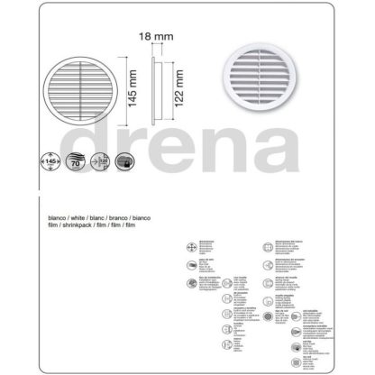 REJILLA VENTILACION EMPOTRAR REDONDA Ø 120 MM - Imagen 2