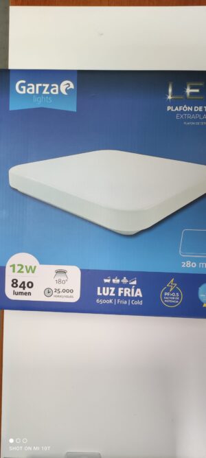 Plafon Extraplano Cuadrado Led 12w 6500k Blanco