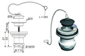 Valvula Lavabo-bidet 1"1/2x70