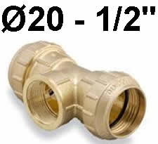 Te Derivacion 20 Rosca Hembra 1/2 Laton Fitting