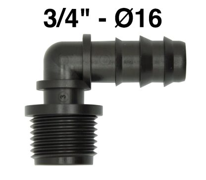 CODO 90º ROSCA MACHO 16MM X 3/4"
