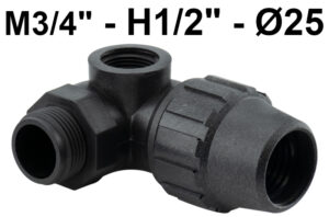 Codo Macho 3sal (1 Vert.). 25-3/4-1/2 Fitting