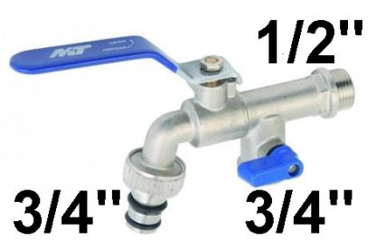 GRIFO ESFERA MANGUERA DOBLE 1/2"-3/4"-3/4"