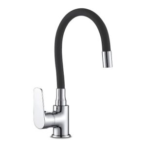 Monomando Fregadero Vertical Caño Alto Flexible Negro Java