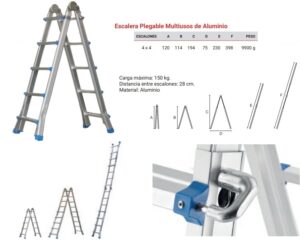 Escalera Aluminio Plegable Multiusos 4x4