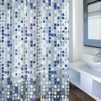 CORTINA BAÑO PVC CONCEPT AZUL 180x200 CM