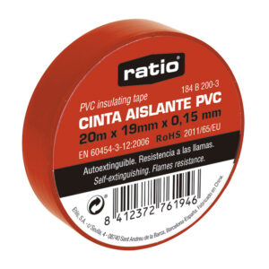Cinta Aislante 19x20m Roja 0,15mm