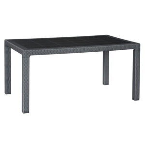 Mesa Resina Imitación Ratán 150x90 Xh72 Cm. Antracita.