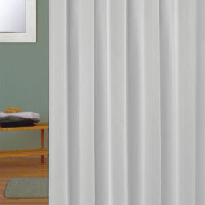Cortina Baño Poliéster Gris 180x200 Cm. Incluye 12 Anillas
