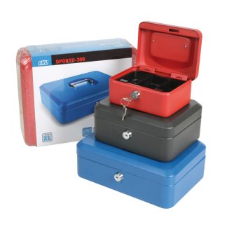 CAJA CAUDAL CON BANDEJA 25X18Xh9 CM AZUL