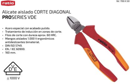 ALICATE CORTE DIAGONAL 160 MM VDE RATIO PROFESIONAL - Imagen 2