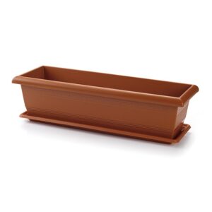 Jardinera Plastico+ Plato 60 Cm Color Terracota