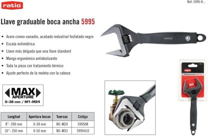 LLAVE GRADUABLE GRAN ABERTURA CHR-V 8" - Imagen 2