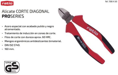 ALICATE CORTE DIAGONAL 160 MM. RATIO PROF.