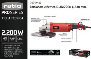 amoladora angular ratio ram 2200 230mm