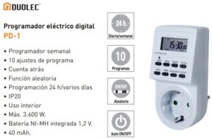 PROGRAMADOR ELECTRICO DIGITAL SEMANAL PD-1