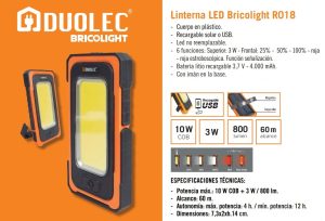 LINTERNA LED SOLAR Bricolight R018 10W COB + 3W