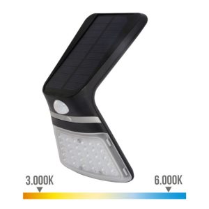 APLIQUE SOLAR 3.5W 430 LUMENES CON SENDOR DE PRESENCIA NEGRO