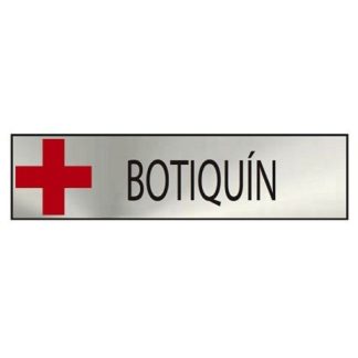 CARTEL INFORMATIVO BOTIQUIN INOX 5 X 20 CM