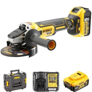 Dewalt Amoladora Dcg405p2-qw Sin Escobillas Xr 18v Ø 125 Mm 2 Baterias 5 Ah+ Cargador Con Maletín Tstak Ii