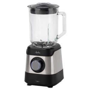 Batidora de vaso cristal con cuerpo de acero inoxidable y jarra graduada
